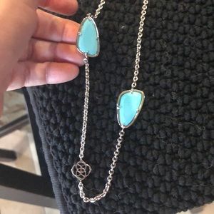 Kendra Scott silver long strand Kinley necklace turquoise
